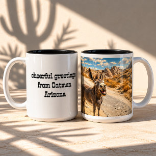 Oatman Arizona Douane Route 66 Ezel Tweekleurige Koffiemok