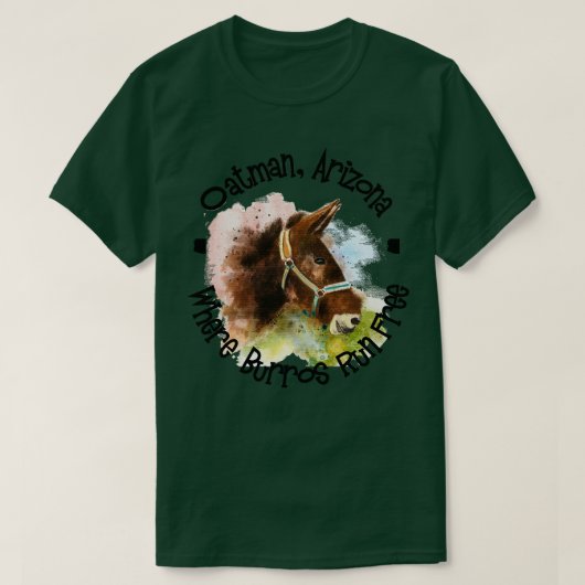 Oatman Arizona waar Burros vrijuit gaan T-shirt (Design voorkant)