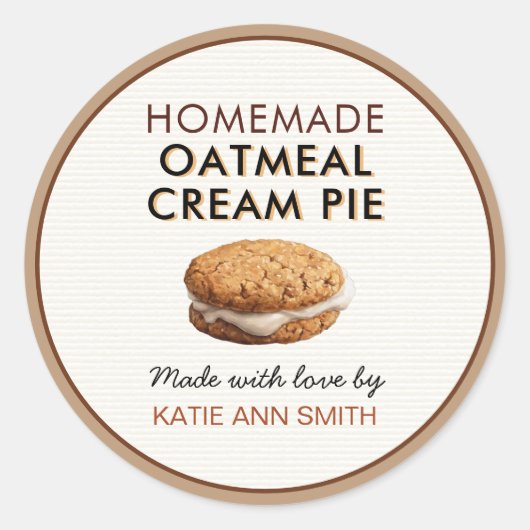 Oatmeal Cream Pie Label | Homemade Bakery Sticker (Voorkant)