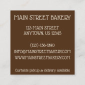 Oatmeel Raisin Cookie Bakery Bake Shop Pastry Chef Vierkante Visitekaartje (Achterkant)