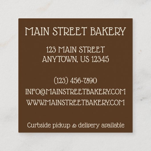 Oatmeel Raisin Cookie Bakery Bake Shop Pastry Chef Vierkante Visitekaartje (Achterkant)