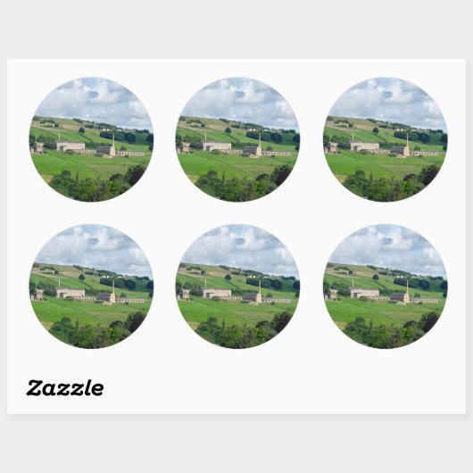 Oats Royd Mill - Historic Yorkshire Landscape Ronde Sticker (Vel)