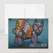 Oaxaca City Mexico, kat straatmuurschildering Briefkaart (Voorkant / Achterkant)