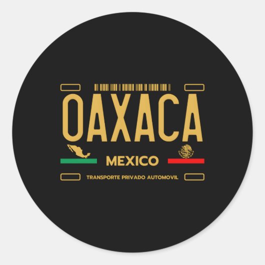 Oaxaca Mexico License Bord Aesthetische Oaxaca Ronde Sticker (Voorkant)