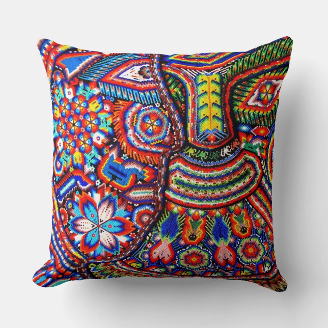 Oaxaca Mexico Mexicaans Mayan Stamkunst Boho Reize Kussen (Voorkant)