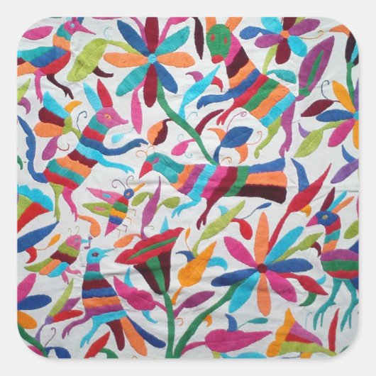 Oaxaca Mexico Mexican Mayan Hispanic etnic Boho Vierkante Sticker (Voorkant)