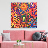 Oaxaca Mexico Mexican Tribal Art Boho Travel Canvas Afdruk (Insitu (Woonkamer))