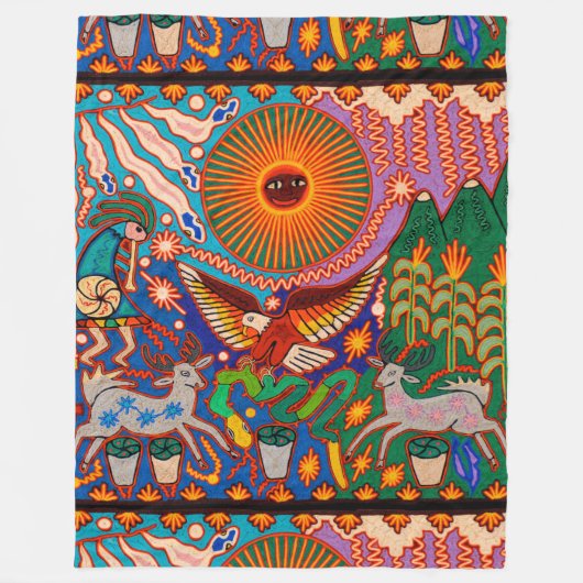 Oaxaca Mexico Mexican Tribal Art Boho Travel Fleece Deken (Voorkant)