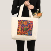 Oaxaca Mexico Mexican Tribal Art Boho Travel Grote Tote Bag (Voorkant (product))