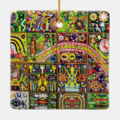 Oaxaca Mexico Mexican Tribal Art Boho Travel Keramisch Ornament (Achterkant)