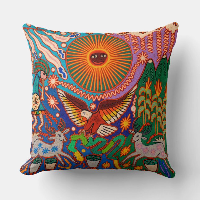 Oaxaca Mexico Mexican Tribal Art Boho Travel Kussen (Voorkant)