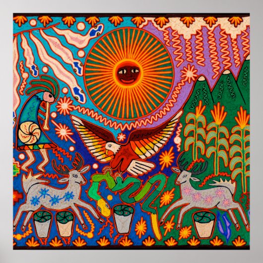 Oaxaca Mexico Mexican Tribal Art Boho Travel Poster (Voorkant)