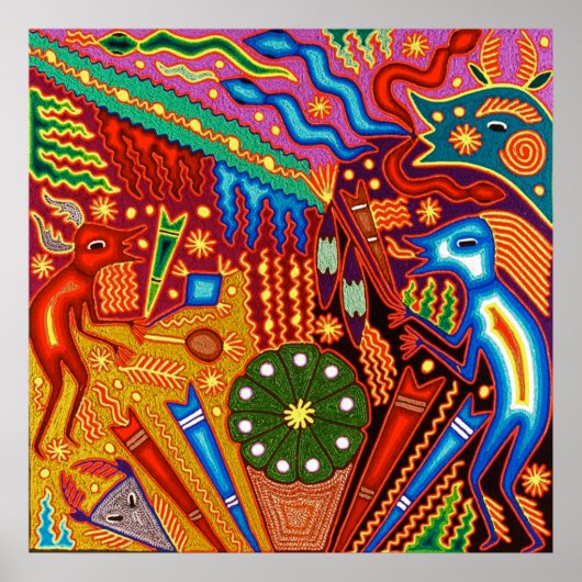 Oaxaca Mexico Mexican Tribal Art Boho Travel Poster (Voorkant)