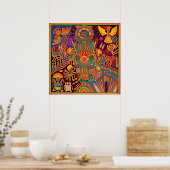 Oaxaca Mexico Mexican Tribal Art Boho Travel Poster (Keuken)