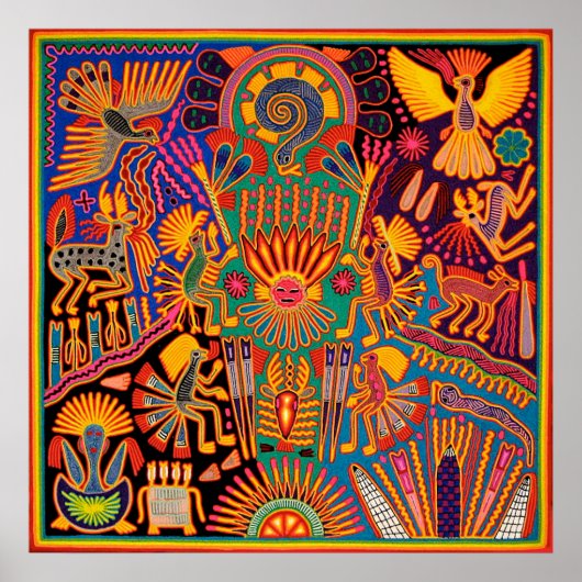 Oaxaca Mexico Mexican Tribal Art Boho Travel Poster (Voorkant)