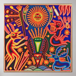 Oaxaca Mexico Mexican Tribal Art Boho Travel Poster