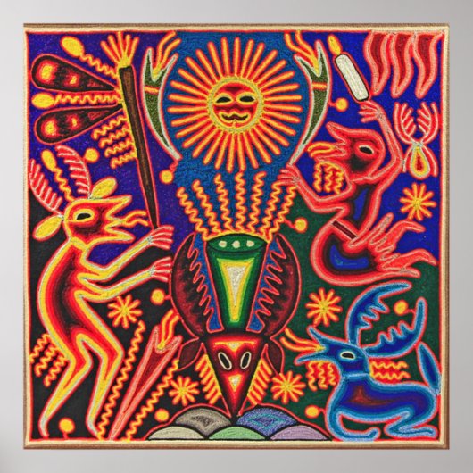 Oaxaca Mexico Mexican Tribal Art Boho Travel Poster (Voorkant)