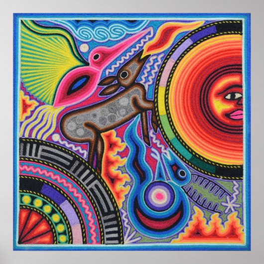 Oaxaca Mexico Mexican Tribal Art Boho Travel Poster (Voorkant)