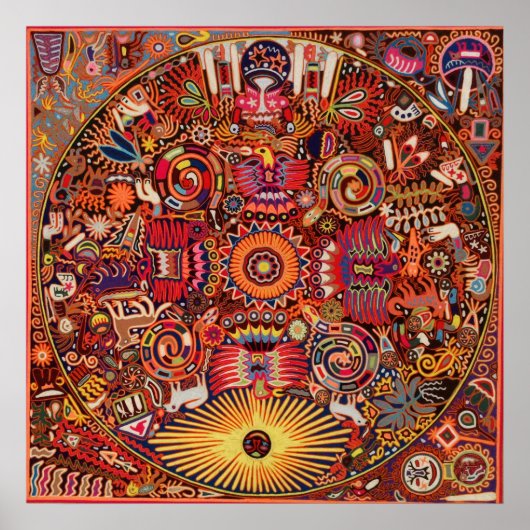 Oaxaca Mexico Mexican Tribal Art Boho Travel Poster (Voorkant)