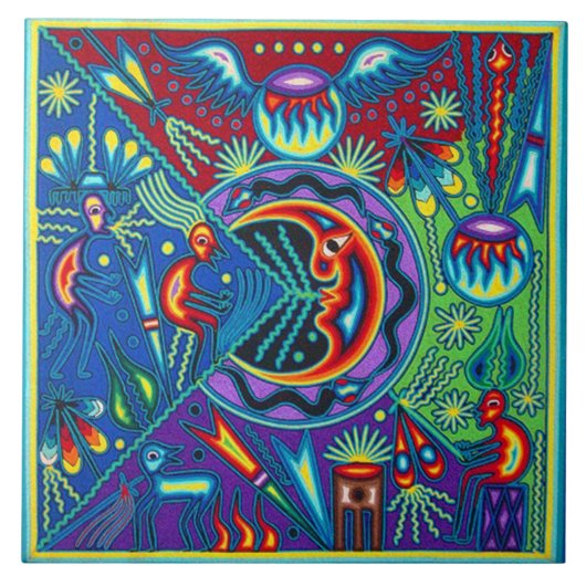 Oaxaca Mexico Mexican Tribal Art Boho Travel Tegeltje (Voorkant)