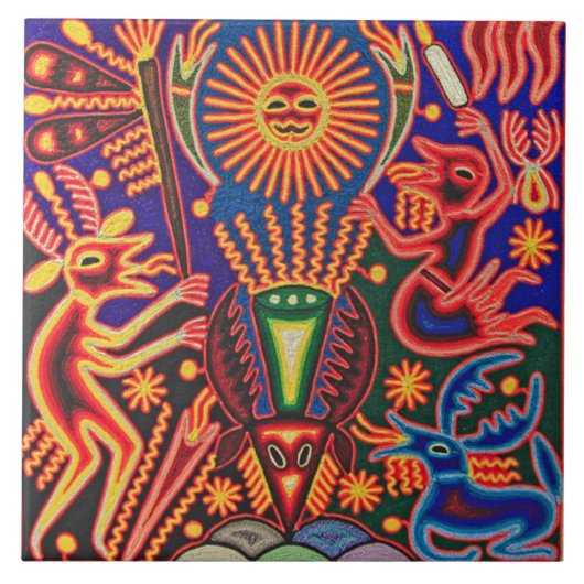 Oaxaca Mexico Mexican Tribal Art Boho Travel Tegeltje (Voorkant)