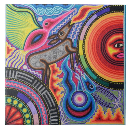 Oaxaca Mexico Mexican Tribal Art Boho Travel Tegeltje (Voorkant)