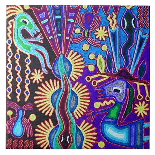 Oaxaca Mexico Mexican Tribal Art Boho Travel Tegeltje (Voorkant)