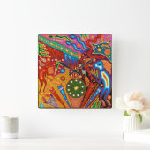 Oaxaca Mexico Mexican Tribal Art Boho Travel Vierkante Klok (Huis)