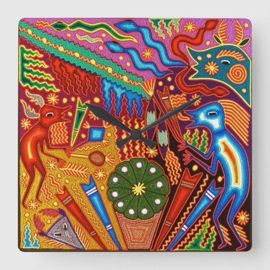 Oaxaca Mexico Mexican Tribal Art Boho Travel Vierkante Klok (Voorkant)