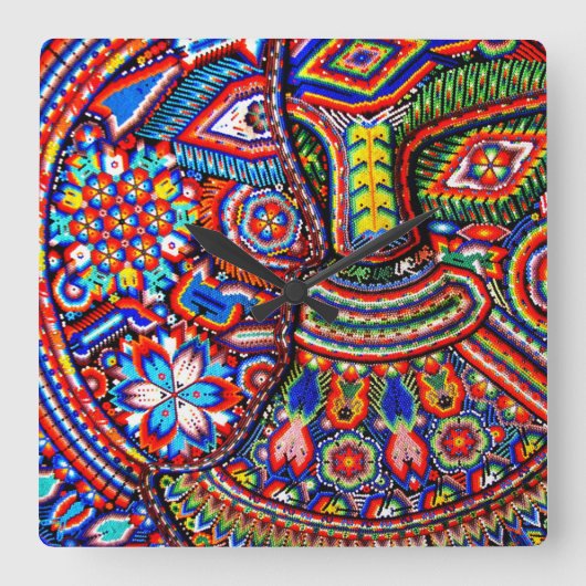 Oaxaca Mexico Mexican Tribal Art Boho Travel Vierkante Klok (Voorkant)