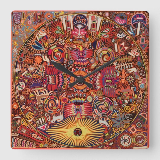 Oaxaca Mexico Mexican Tribal Art Boho Travel Vierkante Klok (Voorkant)