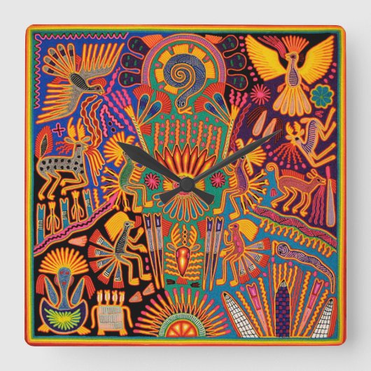 Oaxaca Mexico Mexican Tribal Art Boho Travel Vierkante Klok (Voorkant)