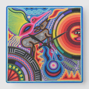 Oaxaca Mexico Mexican Tribal Art Boho Travel Vierkante Klok