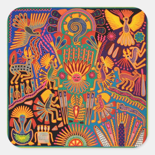 Oaxaca Mexico Mexican Tribal Art Boho Travel Vierkante Sticker (Voorkant)