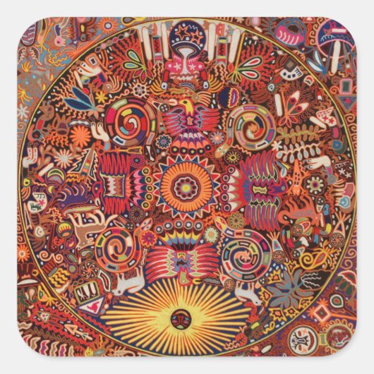 Oaxaca Mexico Mexican Tribal Art Boho Travel Vierkante Sticker (Voorkant)