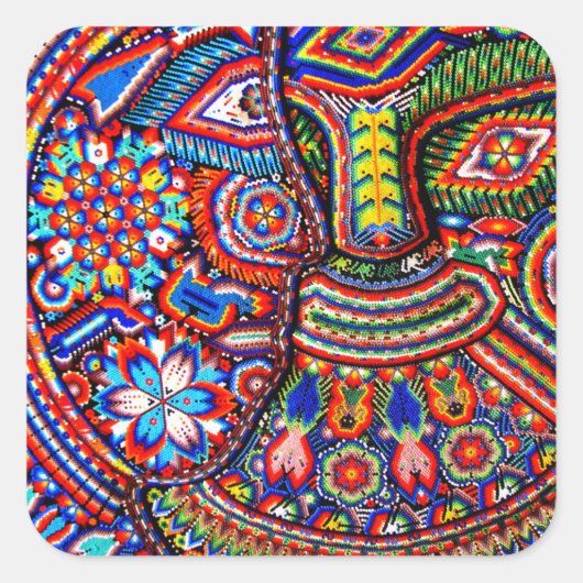 Oaxaca Mexico Mexican Tribal Art Boho Travel Vierkante Sticker (Voorkant)