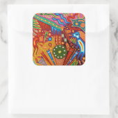 Oaxaca Mexico Mexican Tribal Art Boho Travel Vierkante Sticker (Tas)