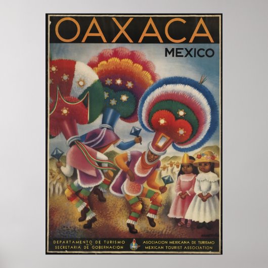 Oaxaca Mexico Vintage Travel Poster en Retro print (Voorkant)
