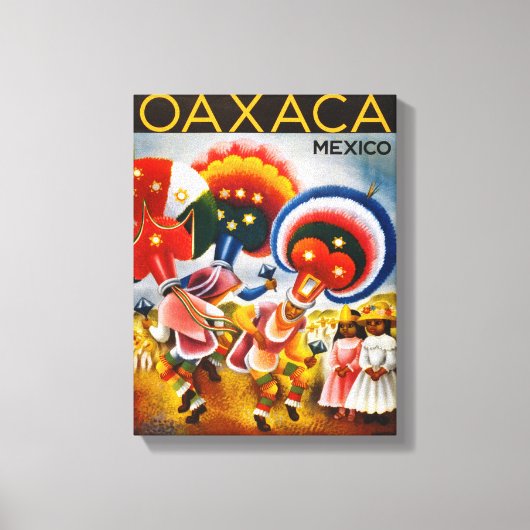 Oaxaca Mexico Vintage Travel Poster teruggezet Canvas Afdruk (Voorkant)