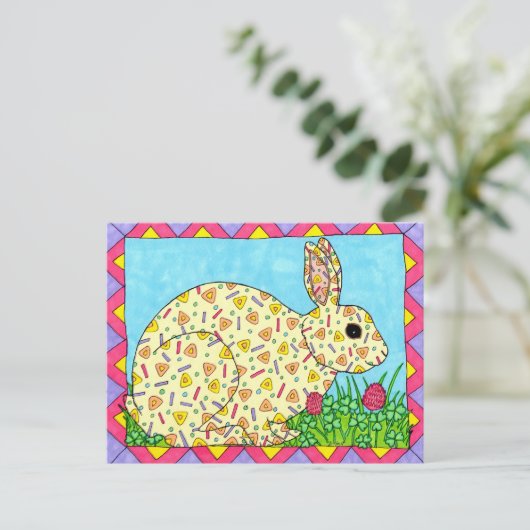 Oaxacan Bunny in Clover Briefkaart (Staand voorkant)