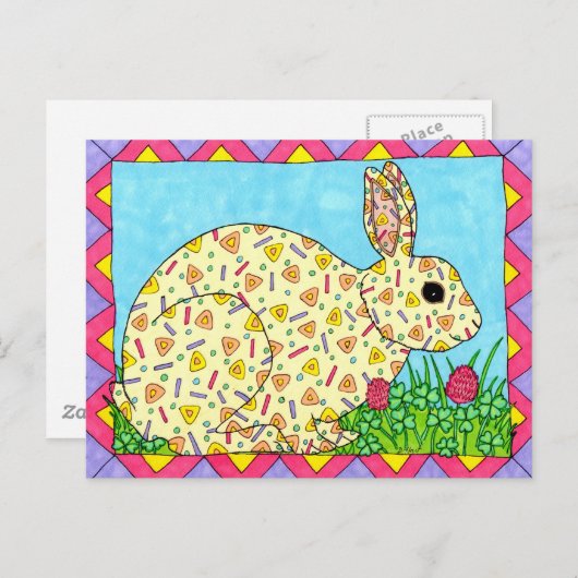 Oaxacan Bunny in Clover Briefkaart (Voorkant / Achterkant)