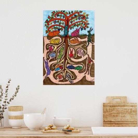 Oaxacan Bunny Tree of Life Poster (Keuken)