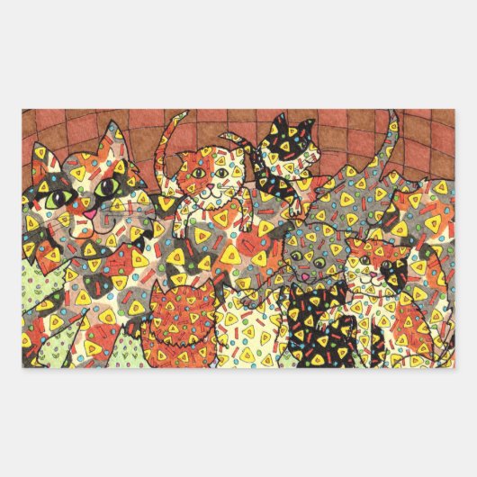 Oaxacan Cat en Kittens Rechthoekige Sticker (Voorkant)