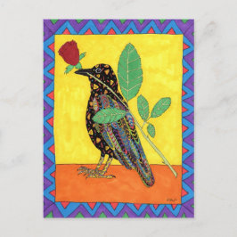 Oaxacan Crow met Red Rose Briefkaart