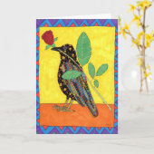 Oaxacan Crow met Red Rose Kaart (Gele Bloem)