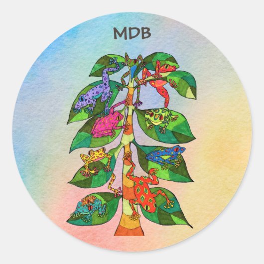 Oaxacan Kikkikkerboom van het leven Aangepast mono Ronde Sticker (Voorkant)