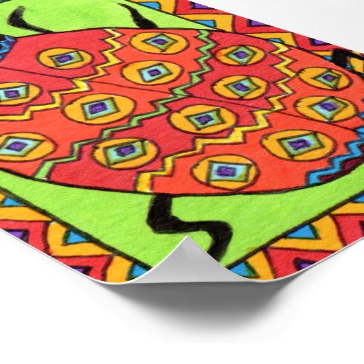 Oaxacan Ladybug Mini Mexican Folk Art Poster (Hoek)