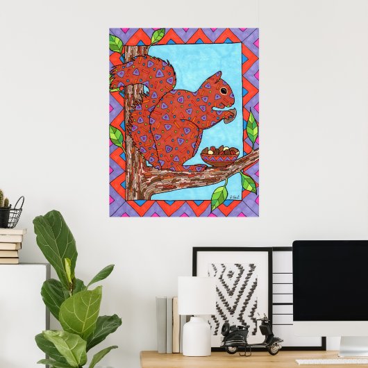 Oaxacan Squirrel met gemengde noten Poster (Thuiskantoor)
