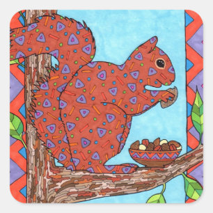 Oaxacan Squirrel met gemengde noten Vierkante Sticker