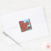 Oaxacan Squirrel met gemengde noten Vierkante Sticker (Envelop)